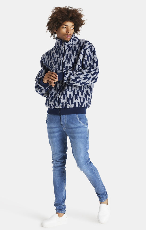 Messi X SikSilk Borg Funnel Jacket - Navy & Grey