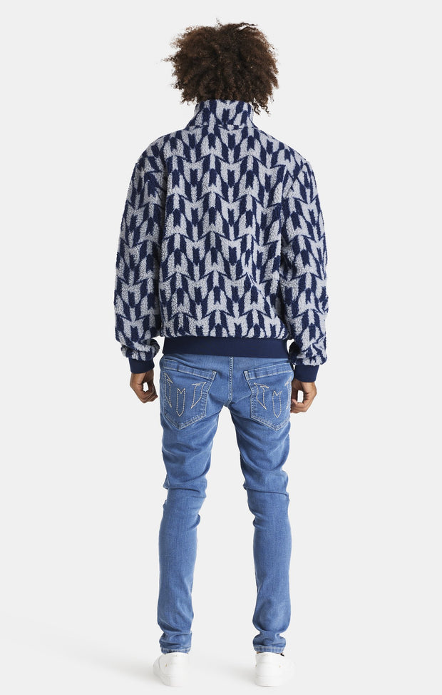 Messi X SikSilk Borg Funnel Jacket - Navy & Grey