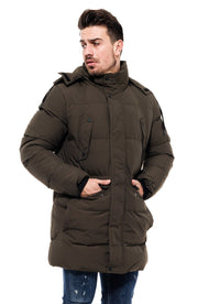 Splendid Long Puffer Jacket Khaki