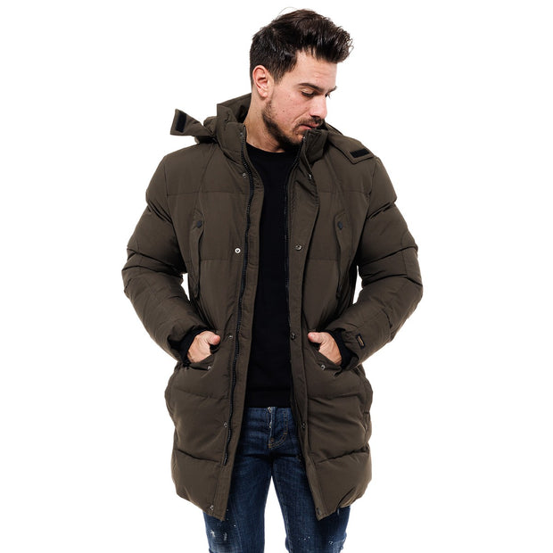 Splendid Long Puffer Jacket Khaki