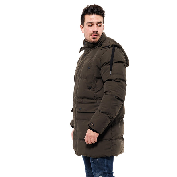 Splendid Long Puffer Jacket Khaki