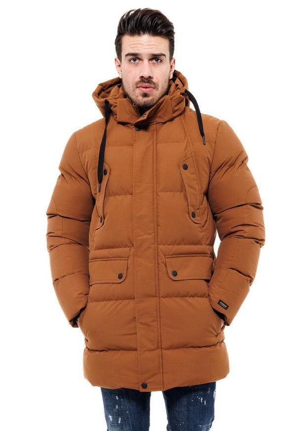 Splendid Long Puffer Jacket Camel