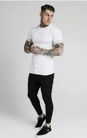 SikSilk Element Straight Hem Gym Tee – White & Gold - Mybrands Store