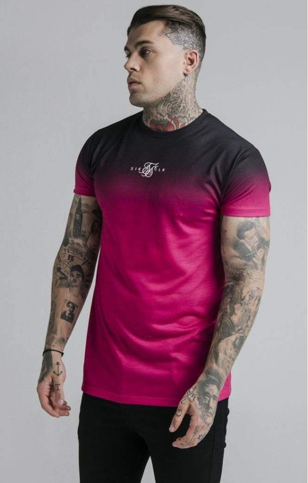 SikSilk High Fade Tee-Black & Pink-T-Shirts-Mybrands Store