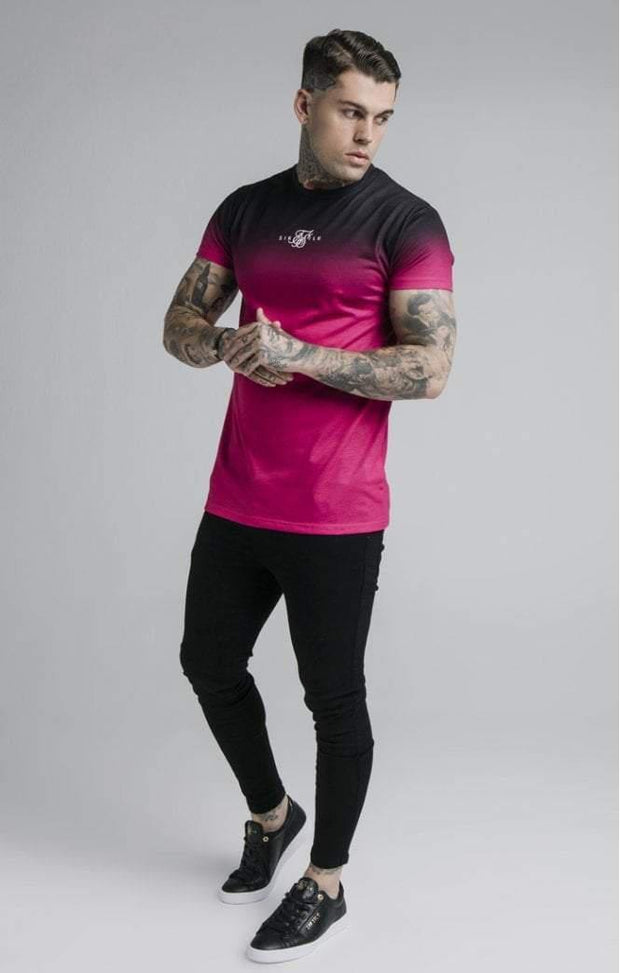 SikSilk High Fade Tee-Black & Pink-T-Shirts-Mybrands Store