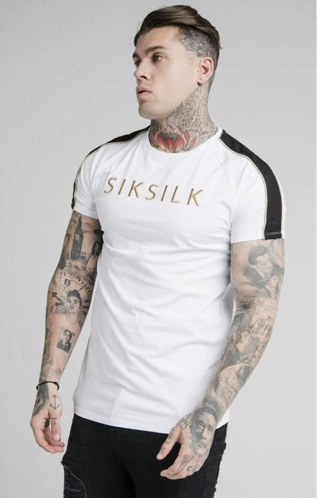 SikSilk S/S Astro Raglan Gym Tee- White-T-Shirts-Mybrands Store