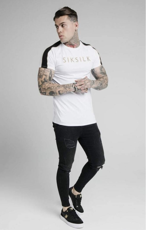 SikSilk S/S Astro Raglan Gym Tee- White-T-Shirts-Mybrands Store