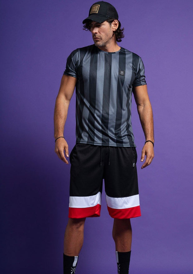 Vinyl Striped Print T-Shirt