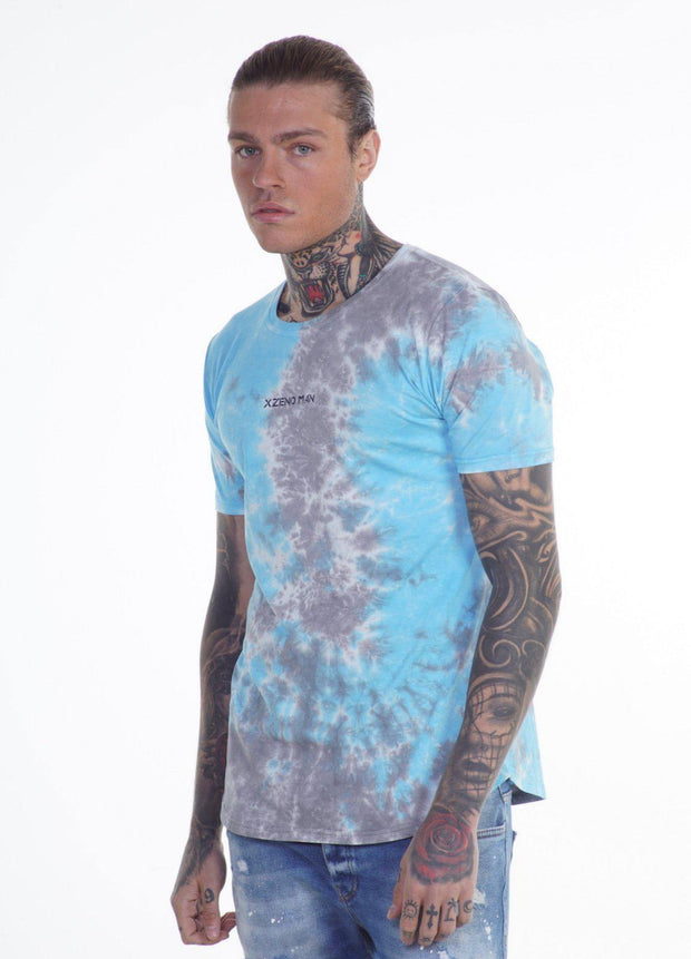 Xzeno Tie Dye Blue/Grey T-Shirt-T-Shirts-Mybrands Store
