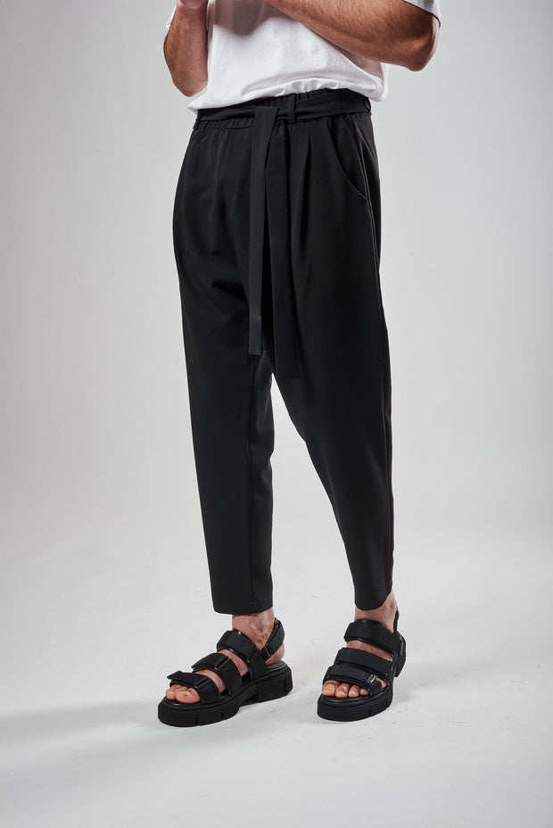 Xzeno Black Pants Pleated with Belt