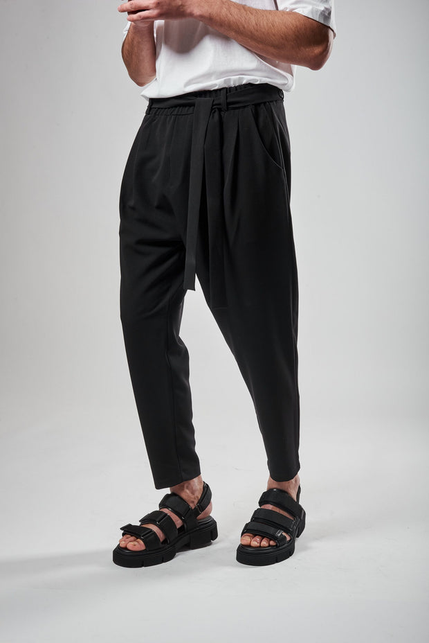 Xzeno Black Pants Pleated with Belt
